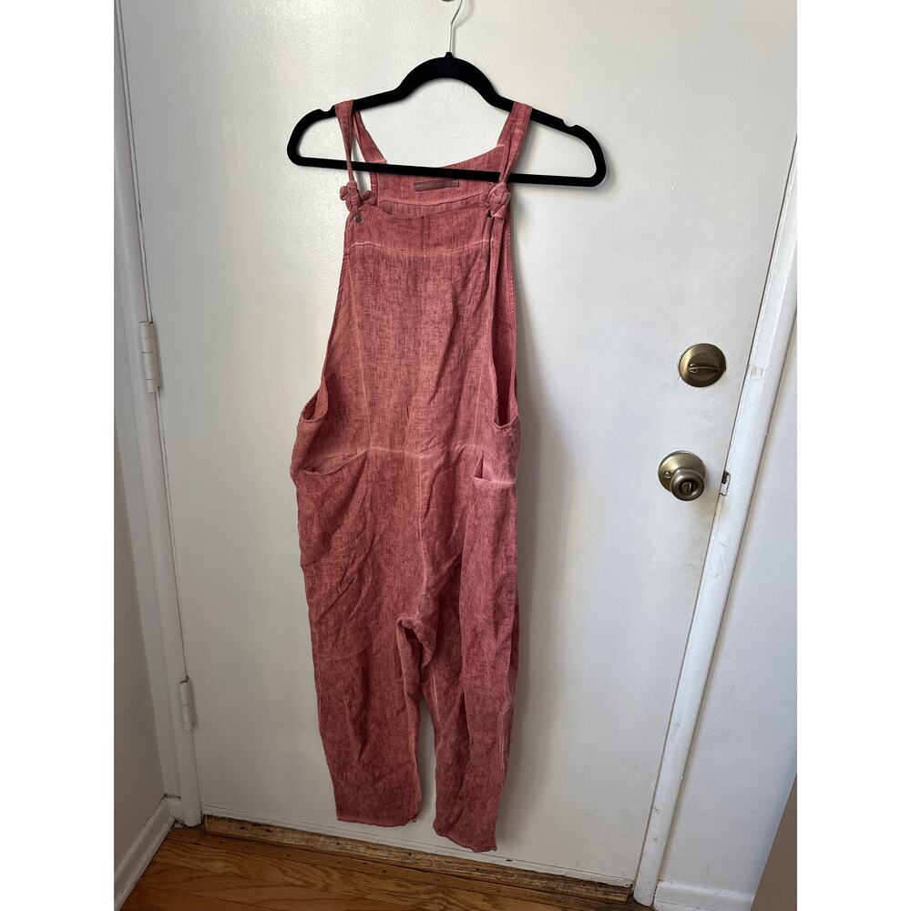 100% Linen Red Pink Jumpsuit Made in Italy